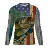 New Men's Outdoor Fishing Long Sleeved T-shirt 3D Fish Pattern Printing  Casual and Fashionable Round Neck Top T-shirt