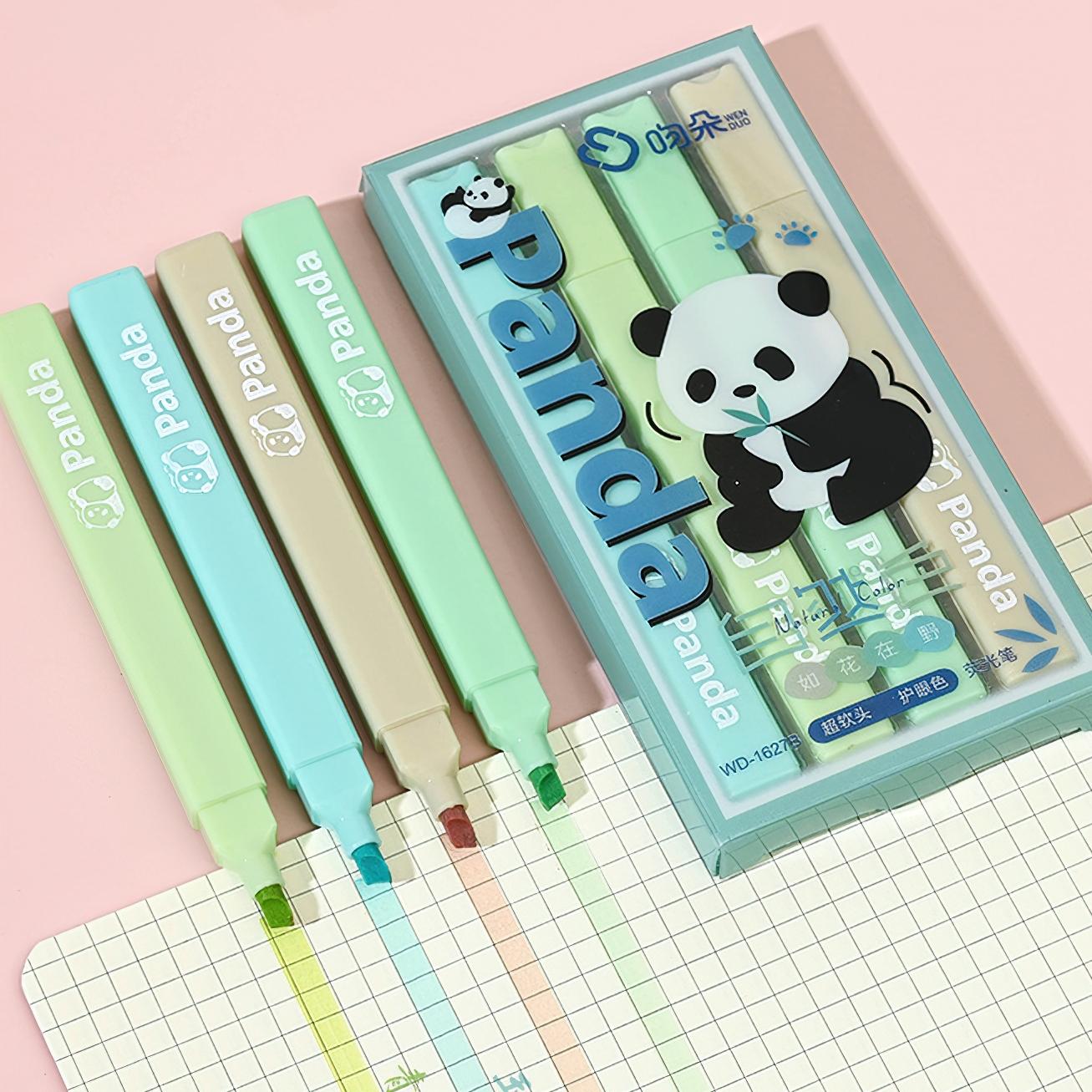 

4 шт., набор ручек-хайлайтеров мягкого цвета с милой пандой, квадратный корпус, мягкий маркер для головы, лайнер для рисования, рисования, школы