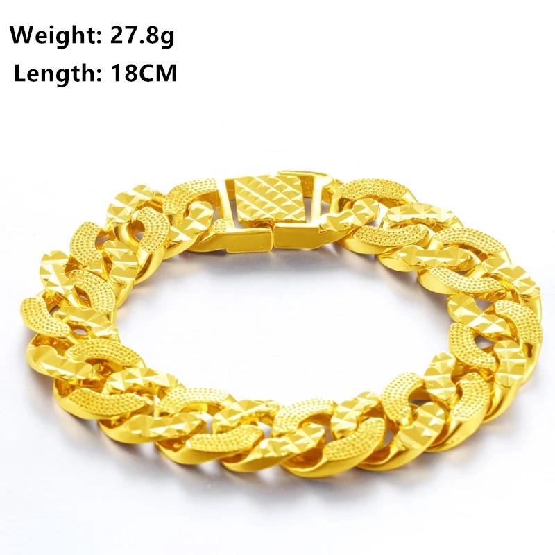 Forever Not Fade 24K Gold Filled Jewelry Bracelets for Men Women Pulseira Feminina Bizuteria Joyas Wedding Fine Bracelets