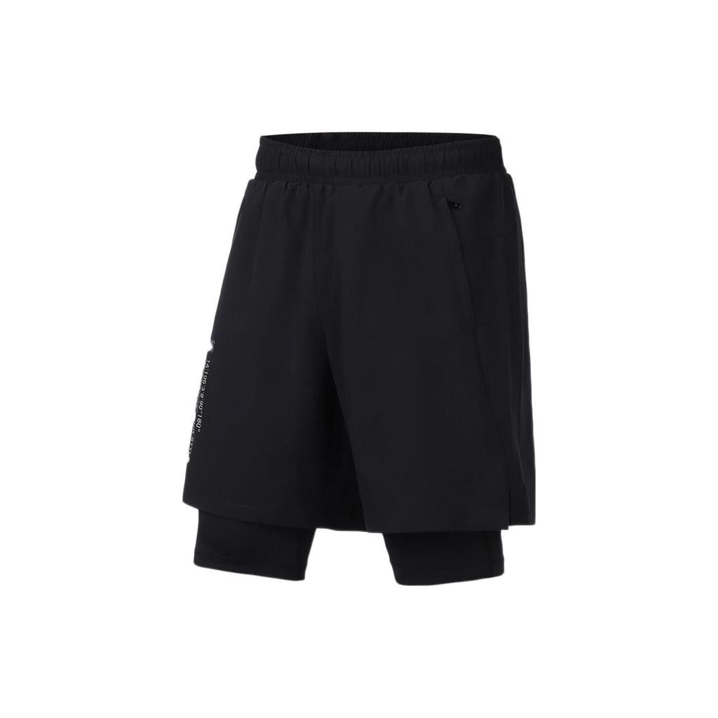 Li Ning Training Series Double Layer Casual Sports Shorts Men Shorts Black AKSQ185-2