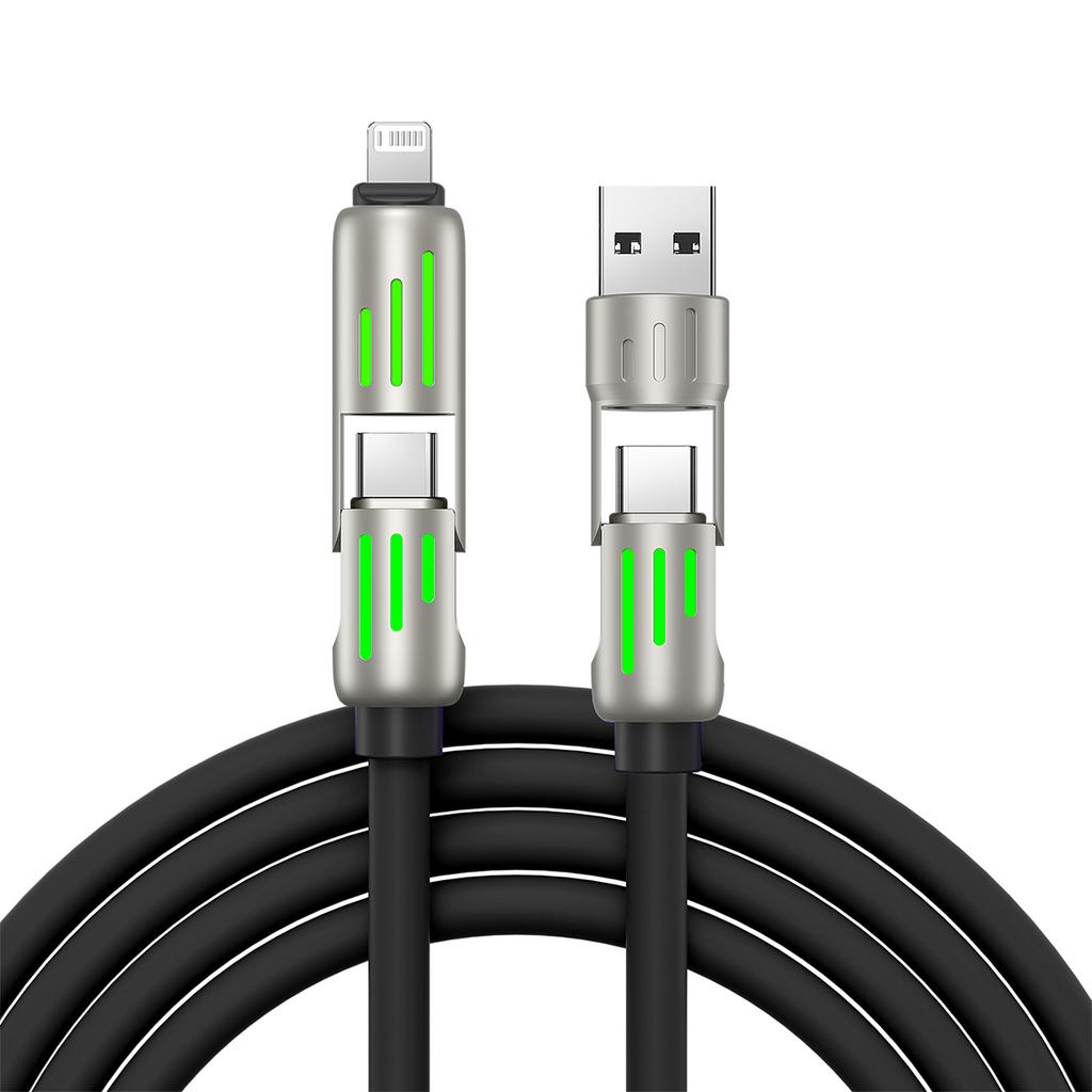 Type C Data Cable Professional Flexible Colorful Breathing Lights USB C To USB C Cable Round Shell for Laptops for Computers
