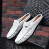 Retro Casual Sandals Man Flat Leather Wear Resistant Clappers 2025 Slippers for Men Fashion Trend Original Y2k Comfortable Shoes