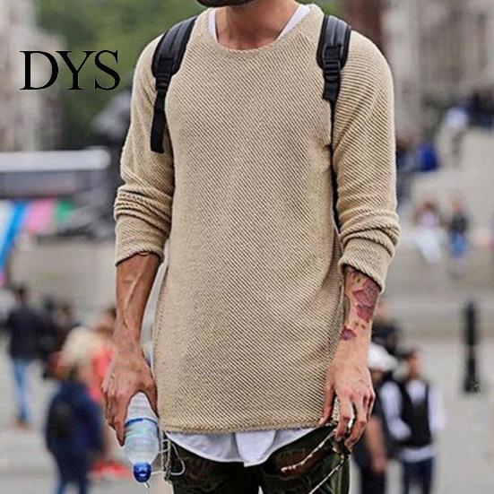 Winter Sweater Men's Solid Color Knitted Loose Pullover Thermal Men for Autumn Long