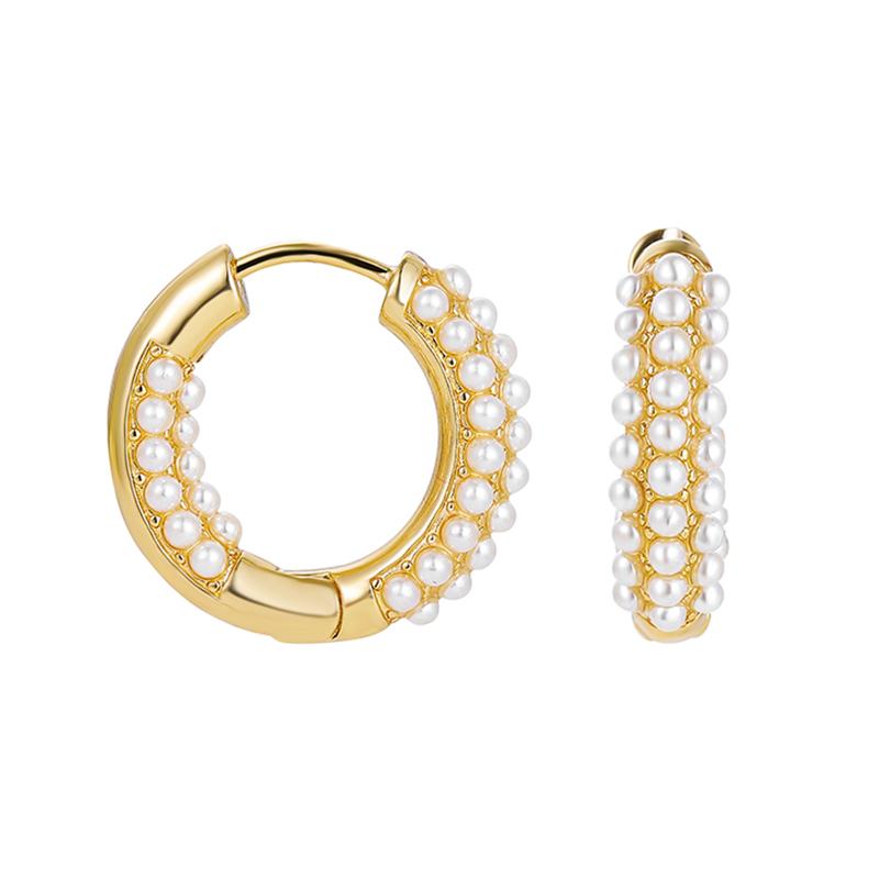 2022 New Pearl Small Circle Hoop Earrings for Women Gold Plated Piercing Ear Buckle Huggies Pearls Eardrop Minimalist Zircon