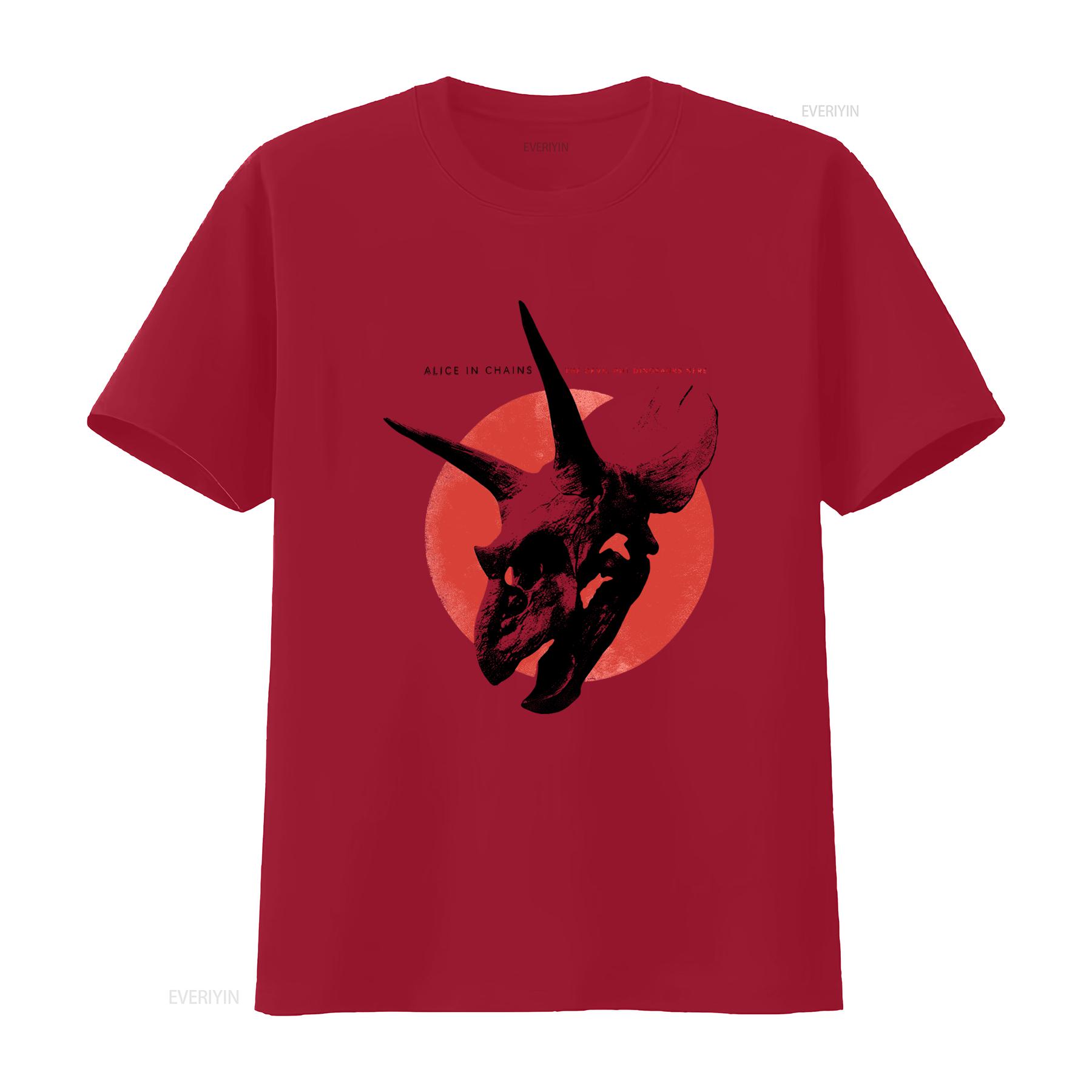 Alice in Chains Mens T Shirt The Devil Put Dinosaurs Here Skull Image Rock Band Design vintage Washed Comfortable Stretched S