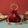 Red Wedding Candy Packaging Bags Velvet Drawstring Pouch Handbag Sweets Chocolate Packing Bag