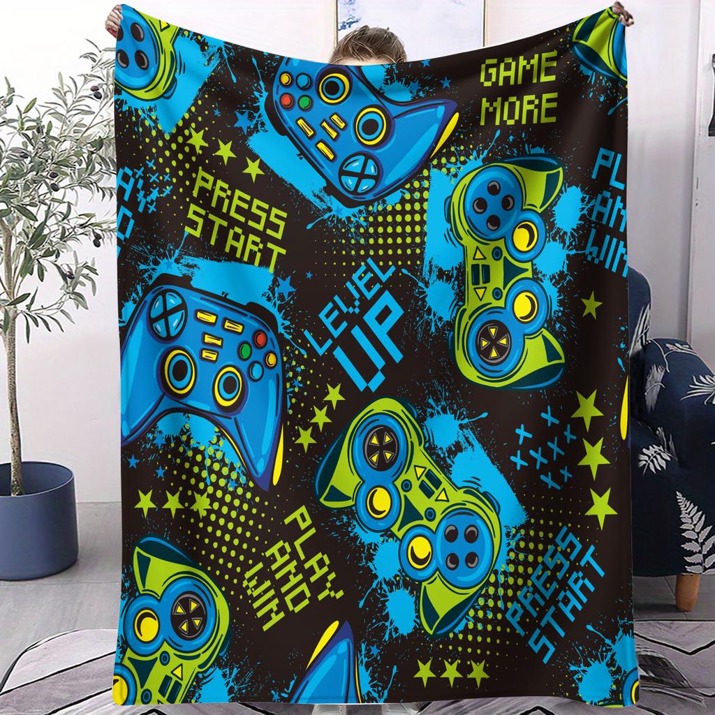 Gaming Controller Graffiti Pattern Blanket Soft Multifunctional Decorative Blanket Four Seasons Universal Cover Blanket