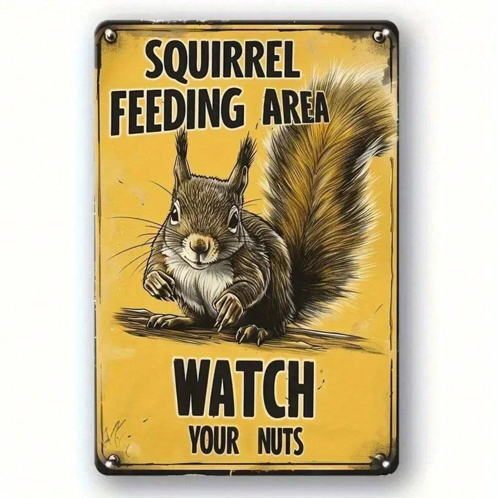 

Humorous Metal Sign Squirrel Feeding Area Durable Vintage Style for Patio Garden Outdoor Lovers Gift 20x30 різнокольоровий