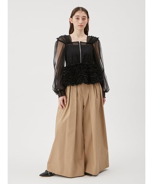 Tulle Ruffle Peplum Blouse RWFT251070 BLK [FurFur] Women's
