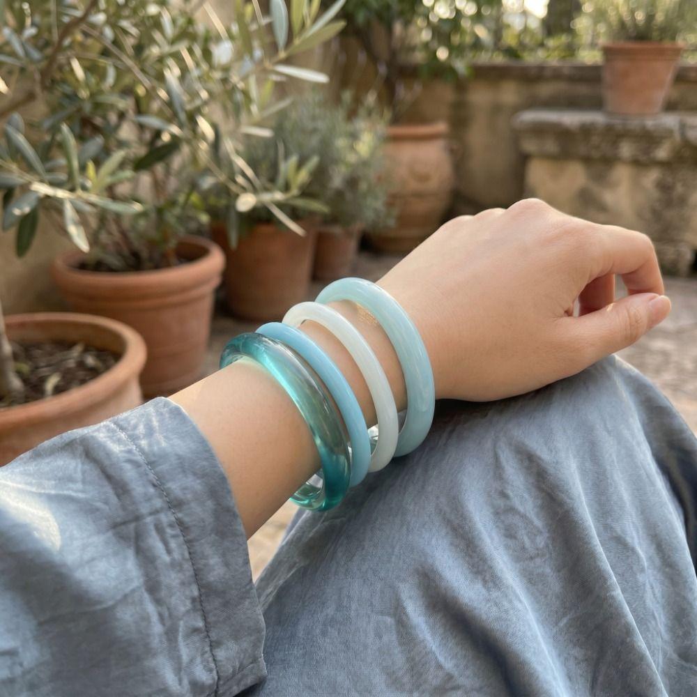 4 Stück/Set Harz Armreif Stapelbar Boho Armbänder Mode Geometrische Armbänder Damen