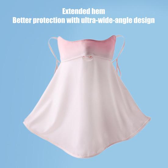 Ice Silk Sunscreen Face Guard, Three-Dimensional Tailoring Face Protector, Gradient Color Neck Clavicle UV Shield with Ear Loop, for Hiking, Fishing