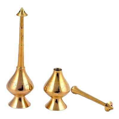 Brass Bottle for Gangajal || Perfume Gulab Pash Sprinklers Gangajal Spray Bottle for Home Temple Pooja (19 Cm, 2)