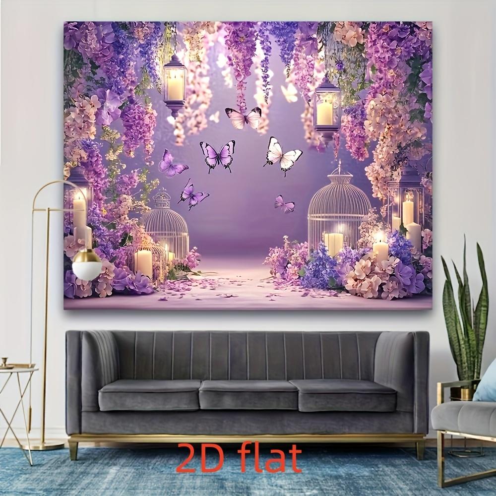 2D Flat Stunning Purple & Pink Butterfly Backdrop - Versatile Polyester Banner for Birthdays Weddings & Photography