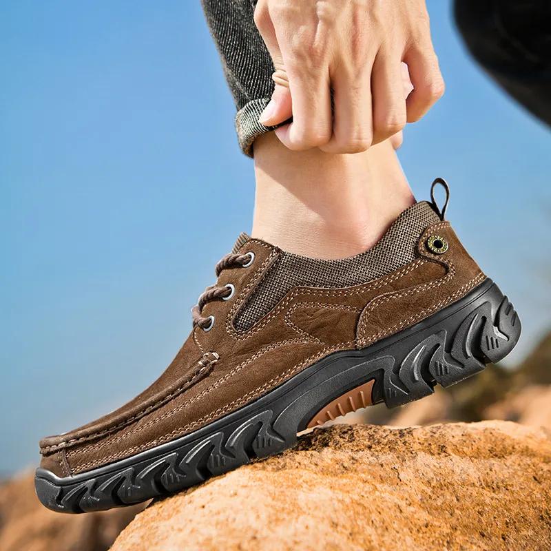 Brand New High Quality Genuine Leather Mens Shoes Fashion Casual Shoes for Men Luxury Designer Hiking Outdoor Shoes Man Sneakers