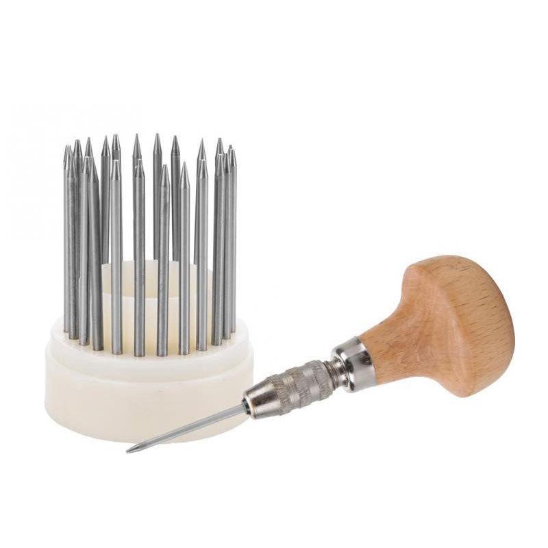 23-teiliges Schmuck Perlenwerkzeugset Diamant Steinfasser Gravierwerkzeug Edelsteinset Holzknauf Pilzform Werkzeuge