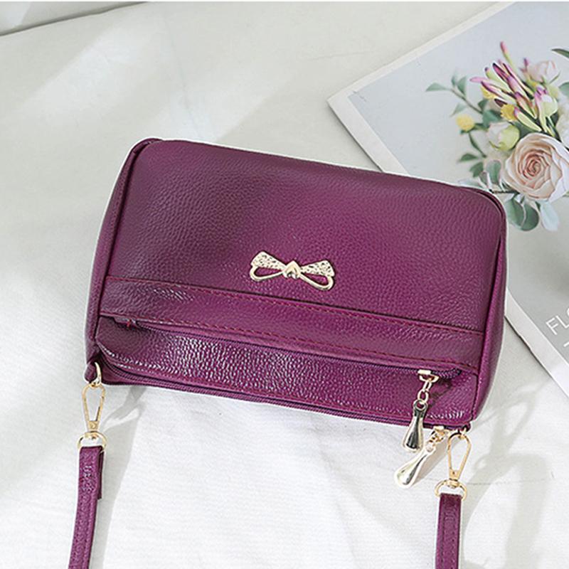 Popular Simple Female Daily Bag Daily Shopping Multi-Layer Money Purse Solid Color Pu Litchi Pattern Shoulder Crossbody Bags Quality