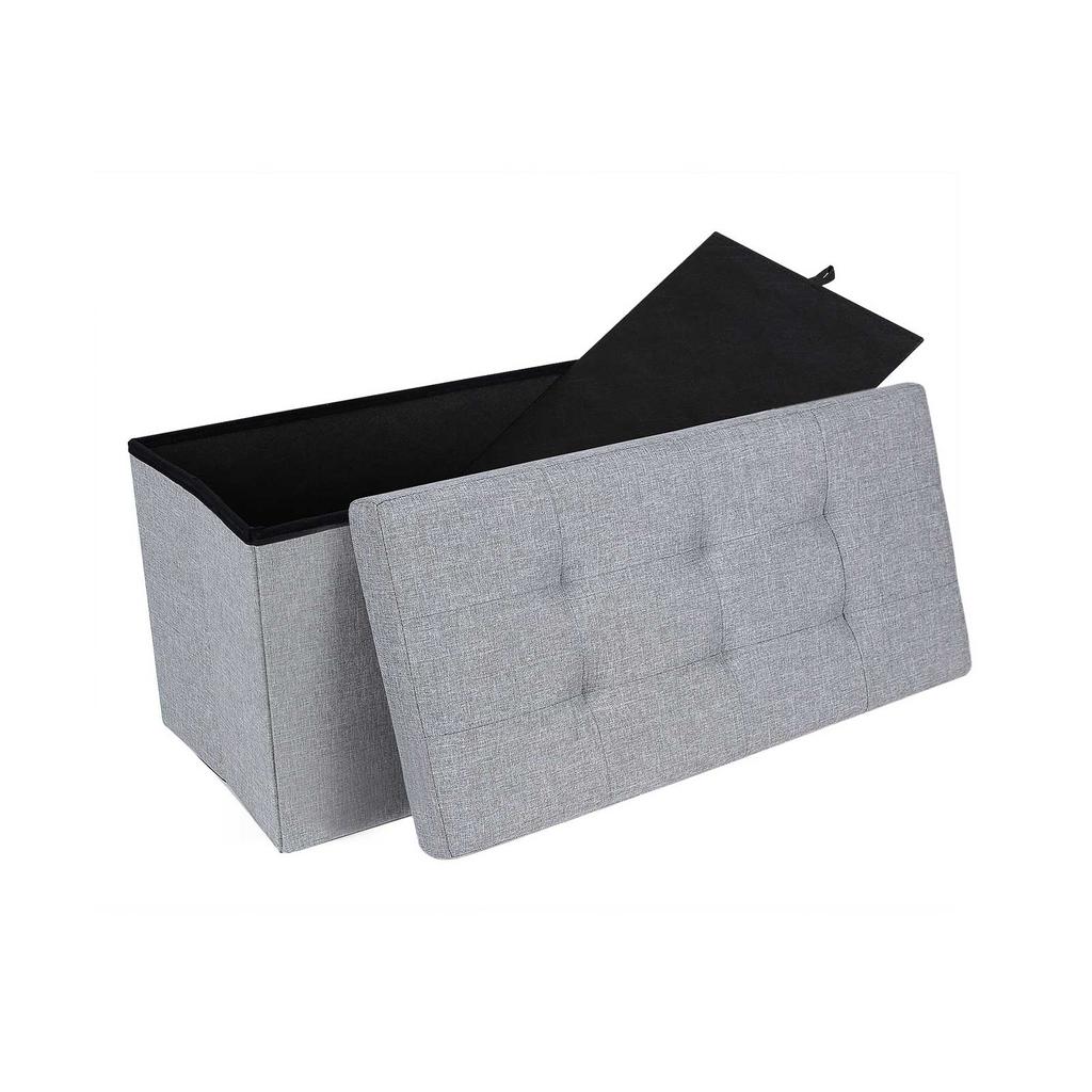 SONGMICS Ottoman Storage Chest Folding Toy Box Versatile Space-saving Light grey 76 x 38 x 38 cm Linen Fabric