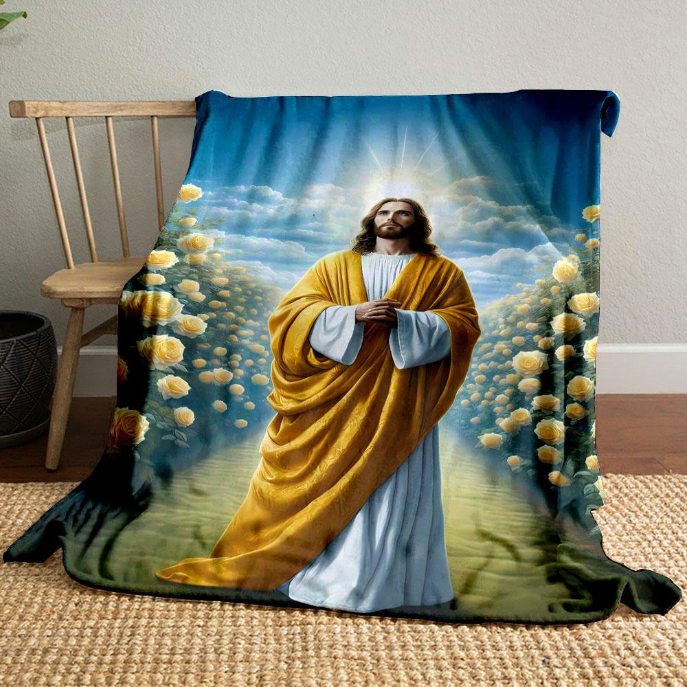 

Jesus Yellow Roses Path Blanket Printed Blanket for Living Room Bed Couch lunch break Soft Cozy Blanket for Friend s festival Gift 80cm x 120cm