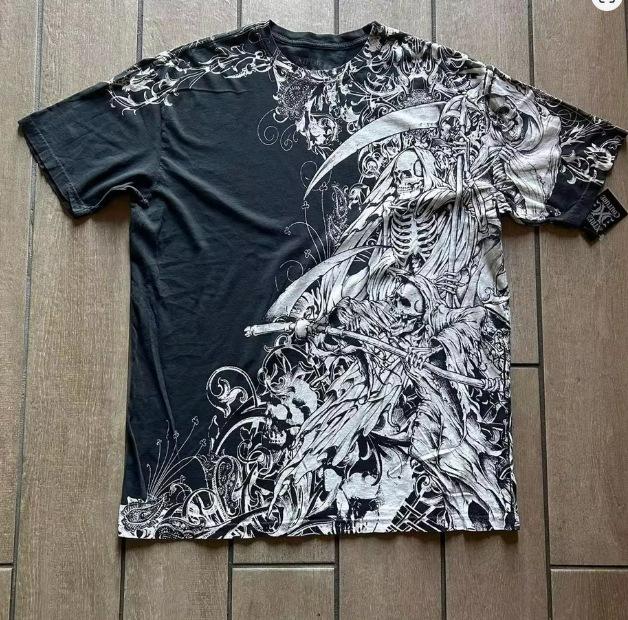 Cross-border new gothic unisex T-shirt top, short-sleeve T-shirt, Y2K trendy brand skull top, short-sleeve