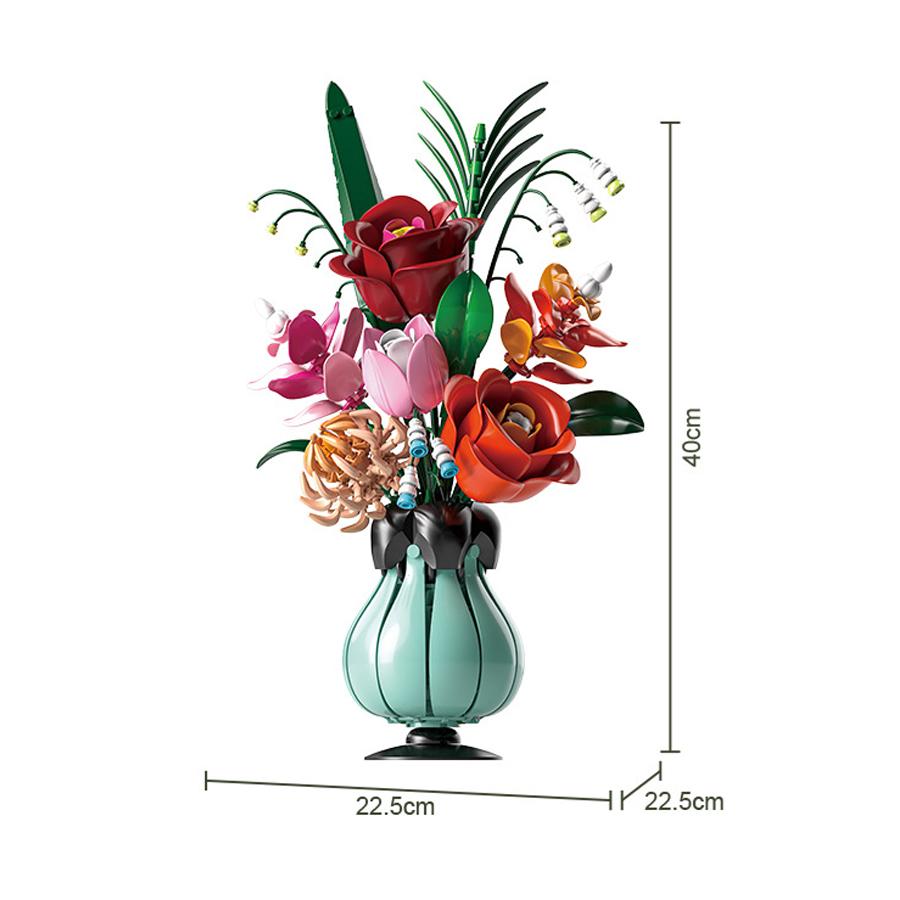 Non-Toxic 566Pcs Diy Daisy Rose Bouquet Building Blocks Plastic Flowers With Vase Children Toys Home Decor New Year Valentine'S Day Gifts