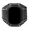 Men's Trendy Retro Black Gemstone Ring with Metal Inlay