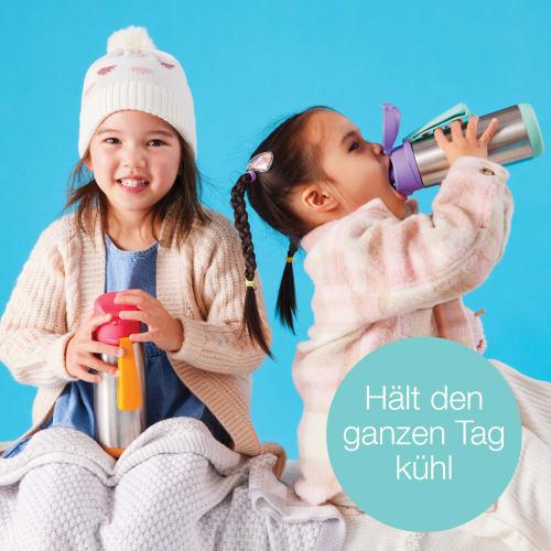 b.box Insulated Drink Bottle with Spout, Keeps Drinks Hot or Cold, One-Push Operation, Top-Rack Dishwasher Safe [Authentic b.box Product] [Stainless S