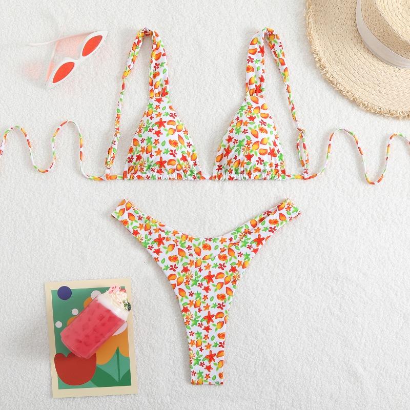 

Принтованное однотонное раздельное бикини на трех точках, сексуальное пляжное L