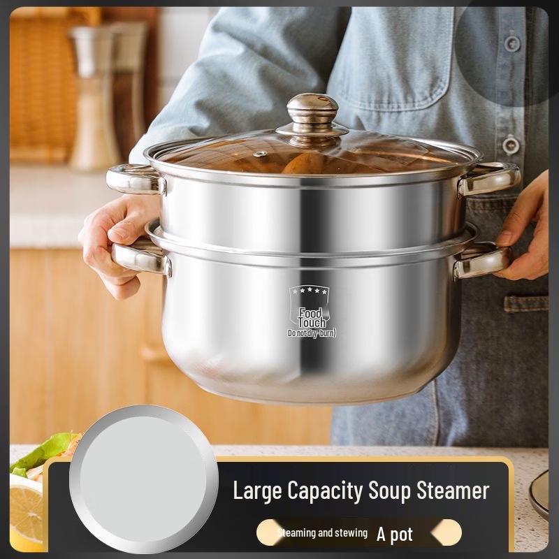 ZISIZ 24CM Stainless Steel Multipurpose Steamer Stockpot