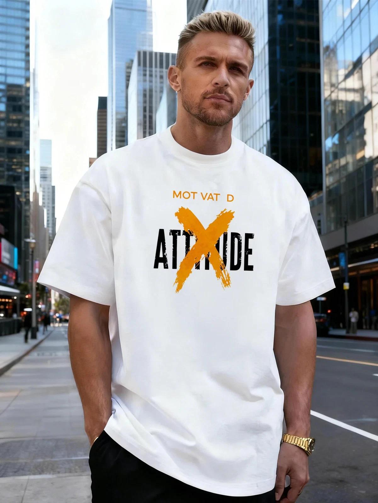 Orange X Letter Graphic 100% Cotton Men s T-Shirt, Suitable for Daily Streetwear M