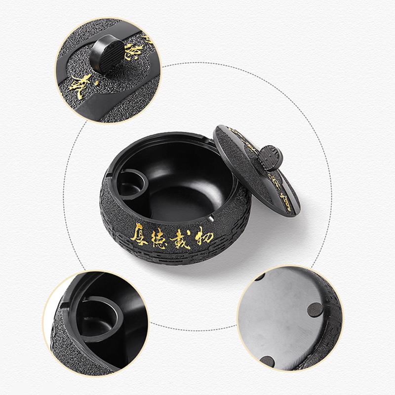 Large Size Ashtray Creative Trendy And Retro Household Usewith Cover Living Room Chinese High End Resin Ashtray