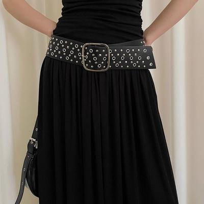 Harajuku Cowgirl Gürtel Nieten PU-Ledergürtel Retro Breiter Bund Kleidung Accessoires