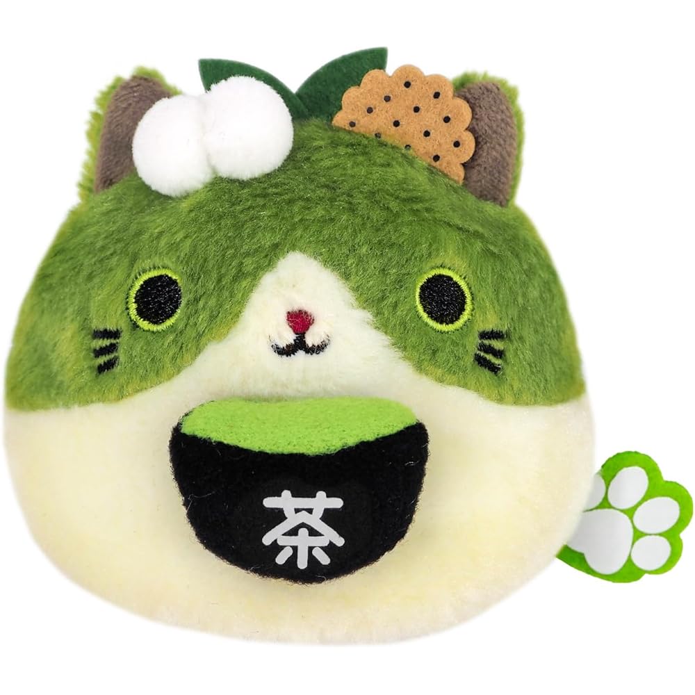Sanei Boeki Local Specialty Matcha Cat Dumpling Plush Toy W7.5 x D6 x H7 cm