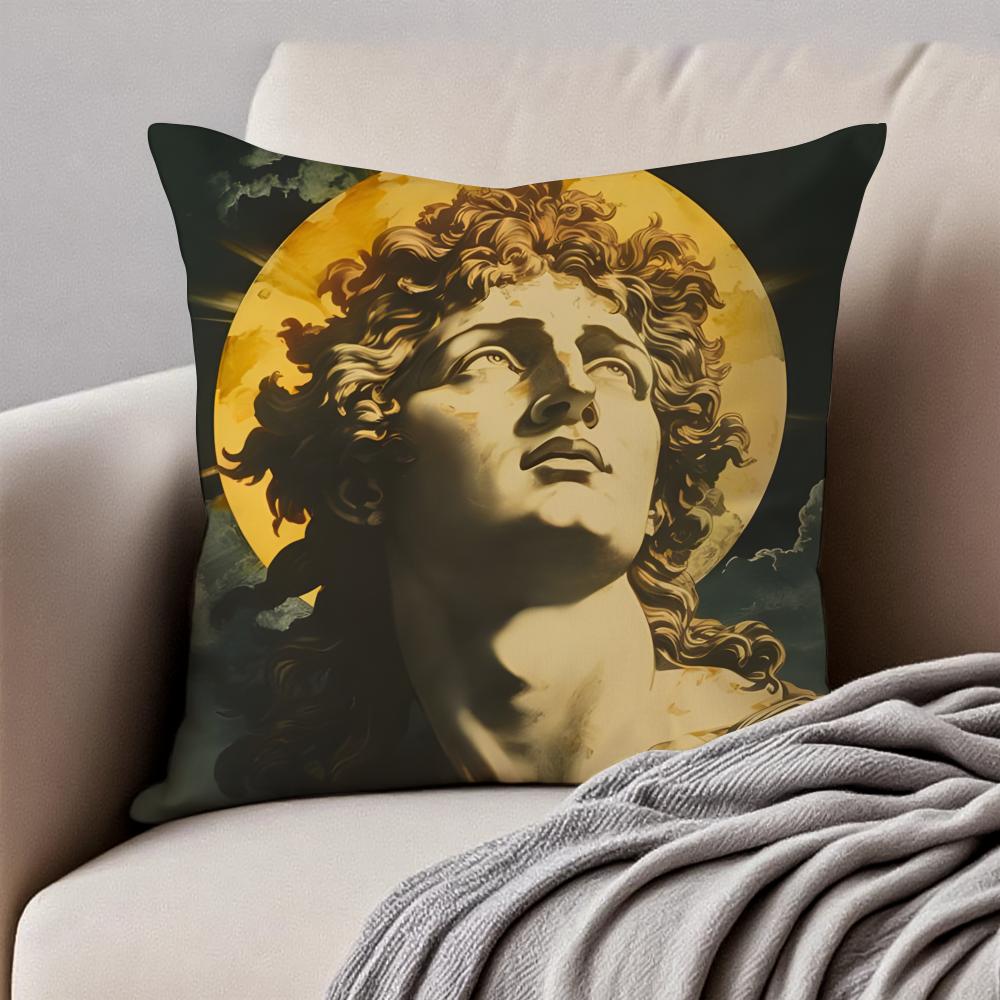 

Aesthetic Ancient Greece Light AApollo Art Cushion Cover Pillowcase Antidustmite Invisible Zipper Short Plush Sofa Cushion 40X40cm