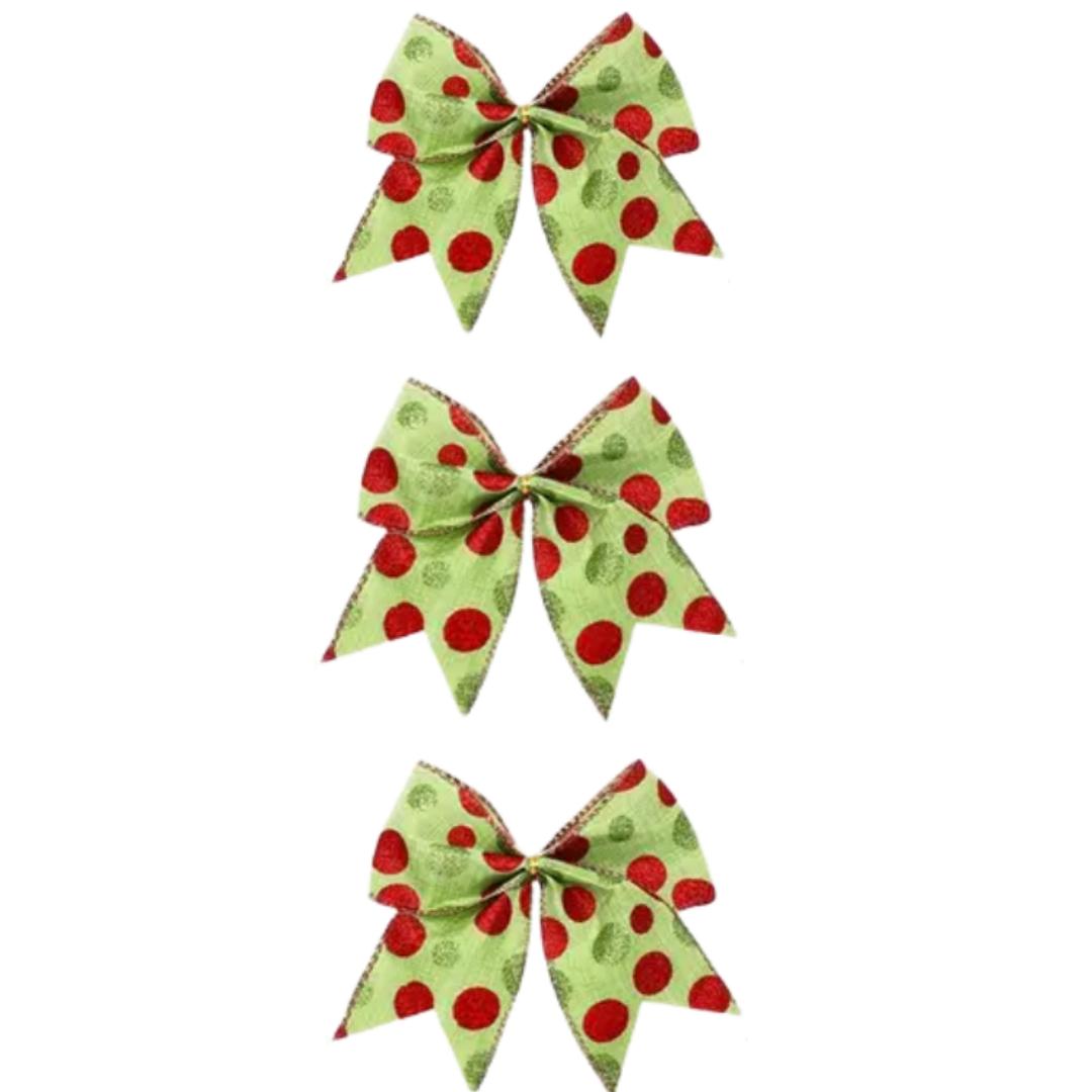 

3PCS Red and Green Christmas Polka Dot Bow Decoration Christmas Accessories Gift Box Christmas Elf Tree Garland Decoration