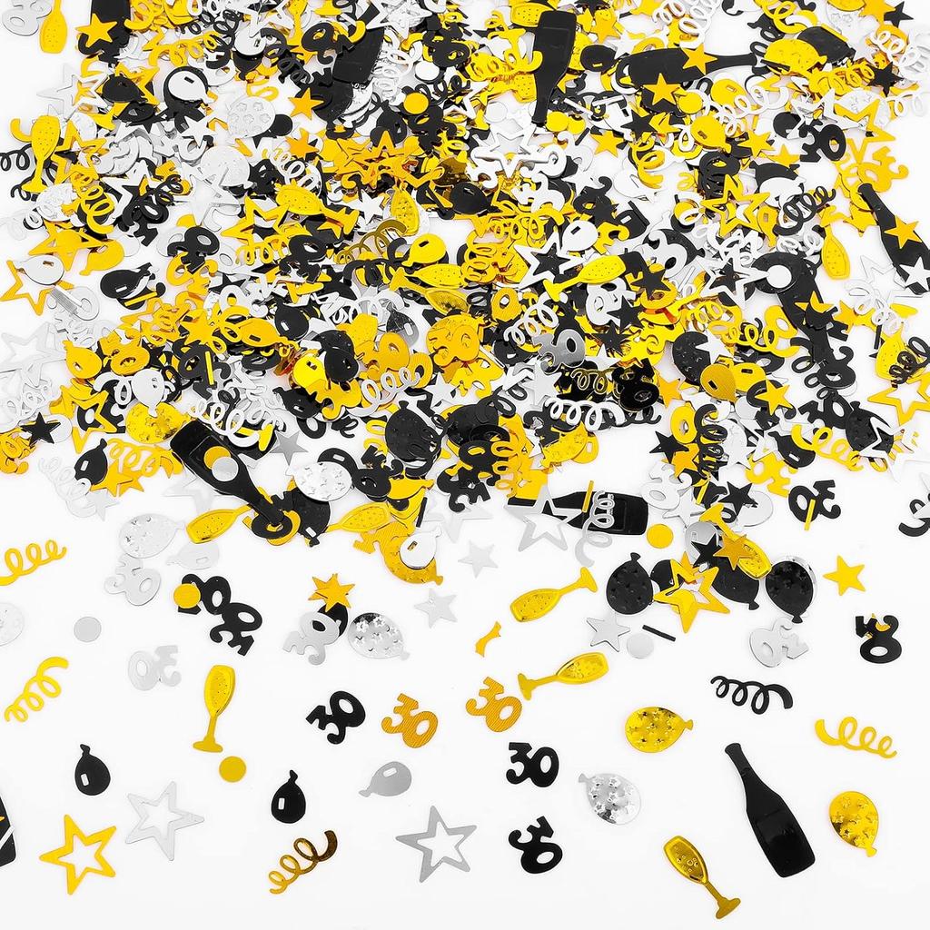 3000 Pieces Birthday Confetti Number 90 Glitter Confetti Birthday Cake Confetti Table Confetti Black Gold and Silver Party Decorations Supplies for