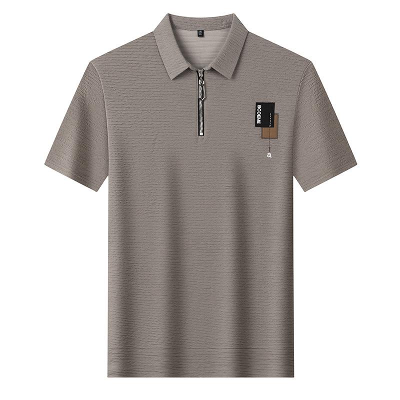 Polo Shirt Breathable Semi-Zipper Short-Sleeved T-Shirt Men'S Loose Large Size Pullover Lapel Bottoming Shirt