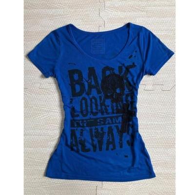 Women T-shirts String Short Sleeve Blue Girls Tees Casual Tops For Female