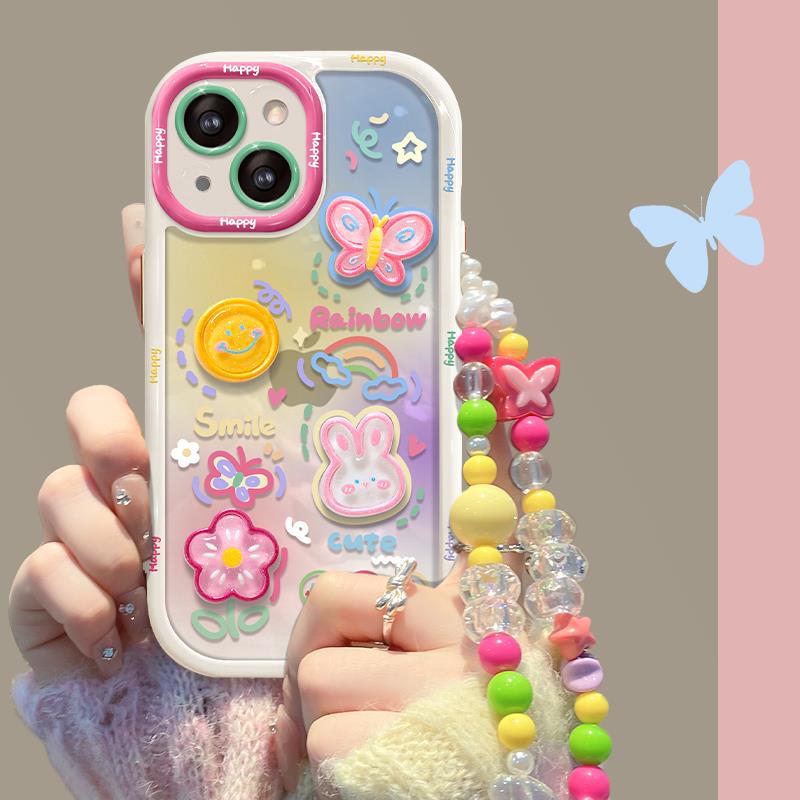 Applicable To Apple 14 Mobile Phone Case IPhone 13pro Smudge Three-dimensional Butterfly Chain 12/11 Transparent Silicone Anti-fall