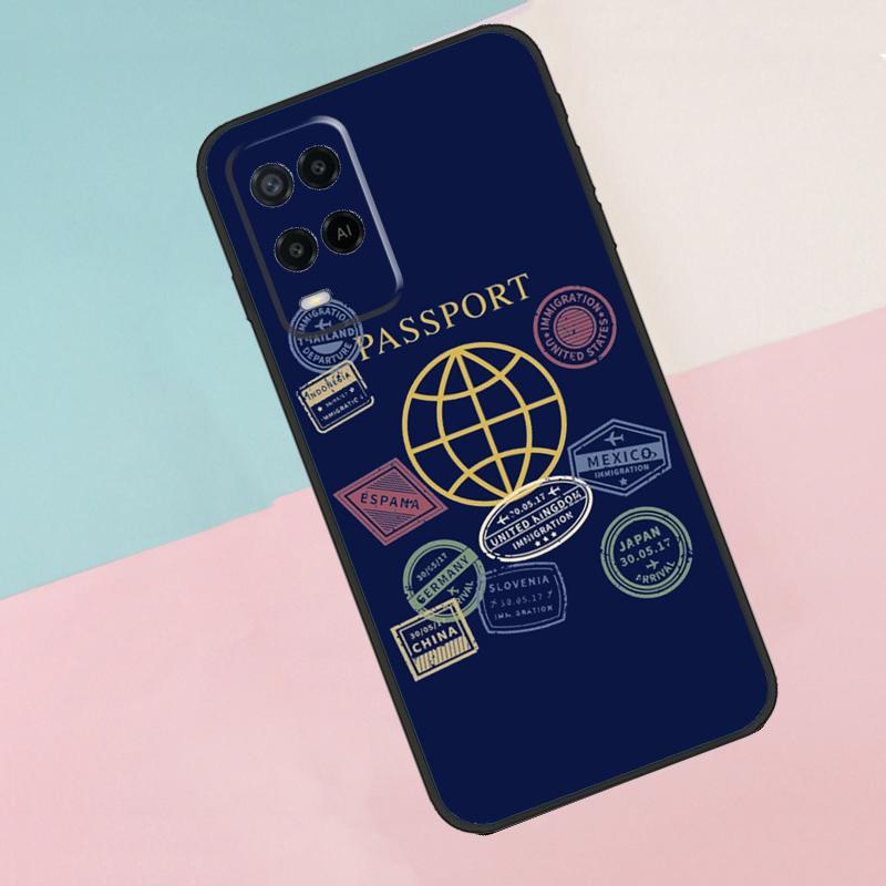 Passport Travel Stamps For Oppo A74 A94 A54 A80 A78 A98 A40 A60 A18 A38 A58 A15 A17 A77 A57S A16 A76 A96 Phone Case
