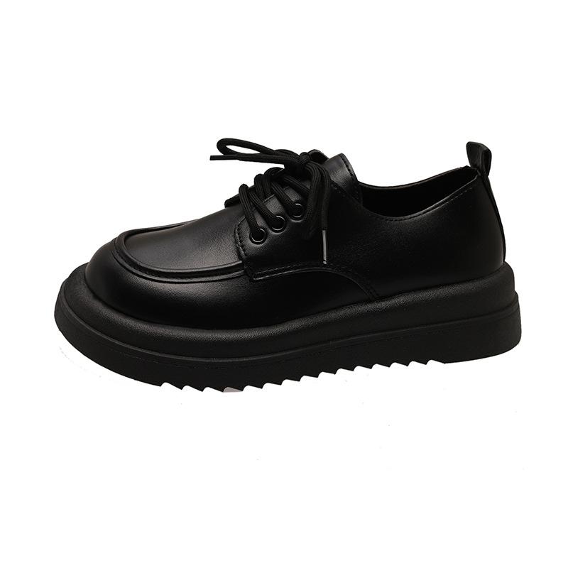 British style small leather shoes for women's new spring flat-bottomed Japanese female students lace-up small single shoes for women