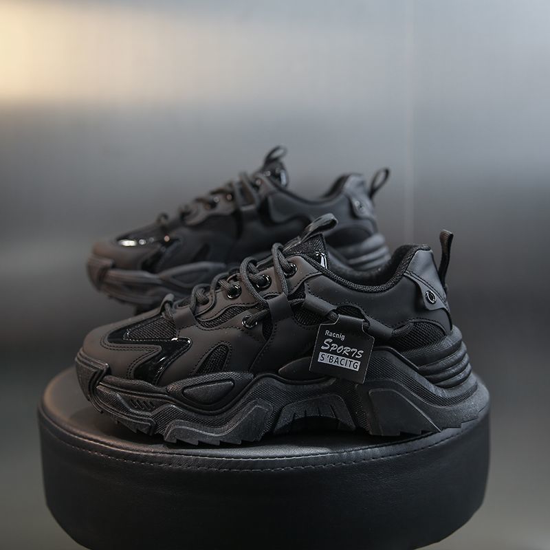 Dad Shoes Women's Ins Trendy Spring and Autumn New All-Match Thick Bottom Height Increasing Sports Casual Black Shoes for Women