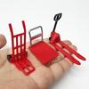 Miniature Dollhouse Accessories Platform Trolley Fork Lift Hand Cart Set Doll House Scene Ornament Mini Flat Cart Pallet Truck