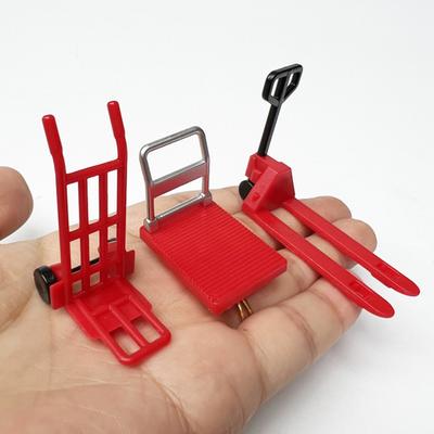 Miniature Dollhouse Accessories Platform Trolley Fork Lift Hand Cart Set Doll House Scene Ornament Mini Flat Cart Pallet Truck