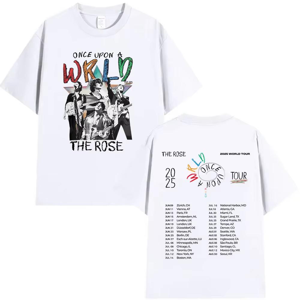 2025 Summe Kpop The Rose Once Upon AWRLD Welttournee T-Shirt Herren Hip Hop Korea 100 Reine Baumwolle Bedrucktes T-Shirt Kleidung T-Shirts