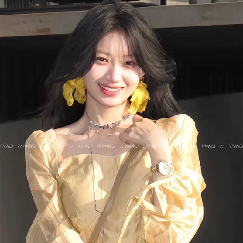 Elegant Yellow Petal Ear Hooks for Women: 2026 Floral Design Spring Earrings