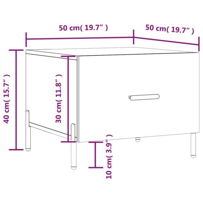 VidaXL Table basse Sonoma gris 50x50x40 cm Bois d'ingénierie 829424