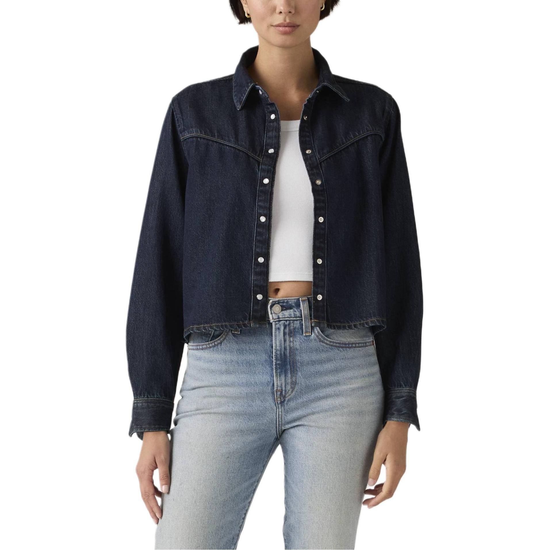 

Levis Винтажная Мягкая Повседневная Удобная Джинсовая Рубашка с Длинным Рукавом и Острым Воротником Женские рубашки 005DW-0000 XS