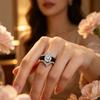 s Pear Shaped Diamond Simulant Crown Ring Black Silicone Stackable Bridal Engagement Wedding Band Set for Her