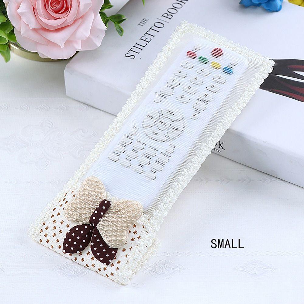 

Greaseproof Remote Control Cover Bowknot Style Dust Cover Soft Lace Cover Home Office BEIGE-Bowknot-SMALL