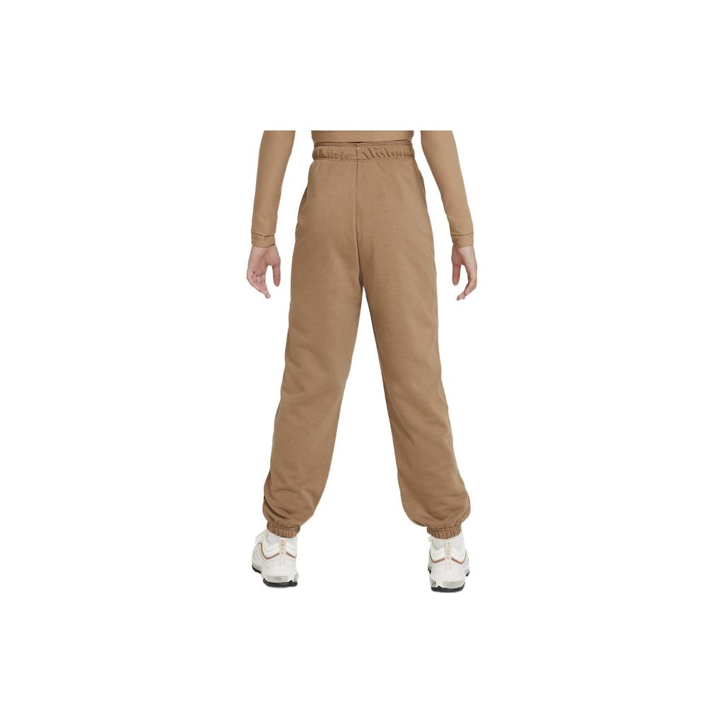 Nike Solid Color Logo Print Drawstring Cuffed Casual Pants Kids bottoms Brown DV3256-258